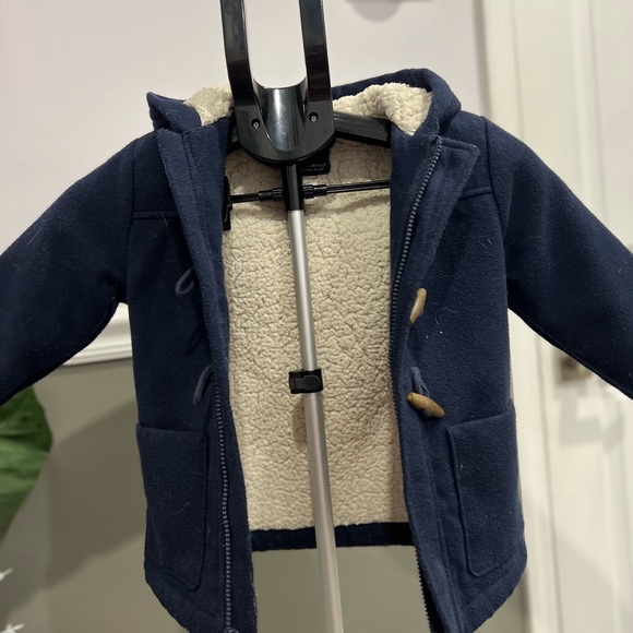 Navy Toggle Coat with Hood - Picture 2 of 4